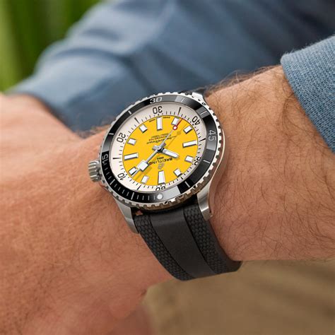 breitling superocean yellow dial.